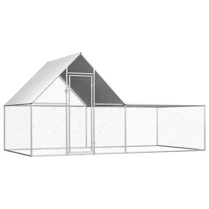 Chicken Coop Silver Galvanized Steel Large 78.7W x 157.5D x 78.7H
