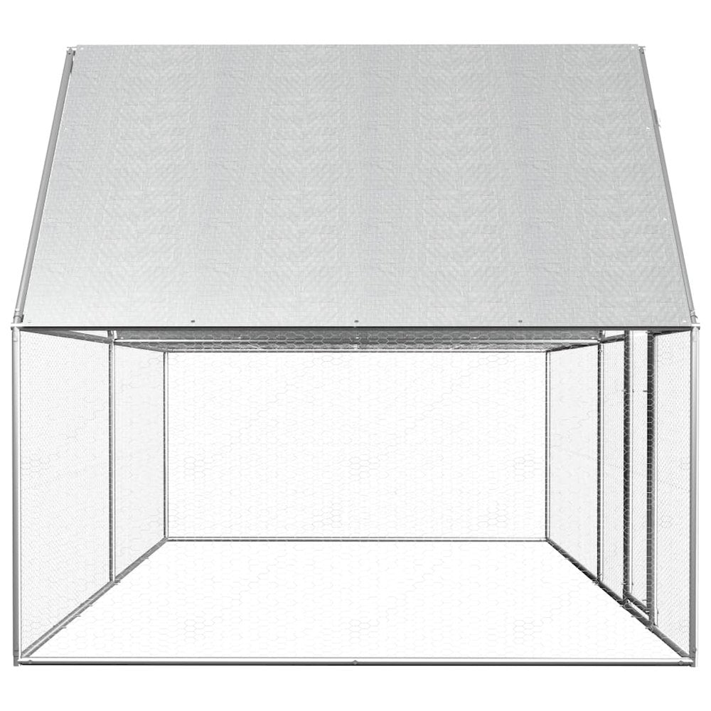 Chicken Coop Silver Galvanized Steel Large 78.7W x 157.5D x 78.7H