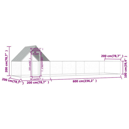 Chicken Coop Silver Galvanized steel 26x6.5x6.5 feet Durable