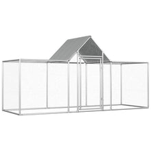 Chicken Coop Silver Galvanized Steel Large 39.4W x 139.4D x 59.1H