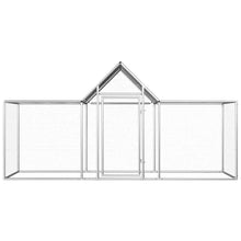 Chicken Coop Silver Galvanized Steel Large 39.4W x 139.4D x 59.1H