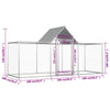 Chicken Coop Silver Galvanized Steel Large 39.4W x 139.4D x 59.1H