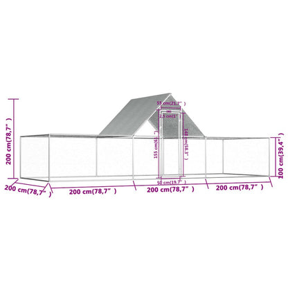 Chicken Coop Silver Galvanized steel 20 x 6.6 x 6.6 ft
