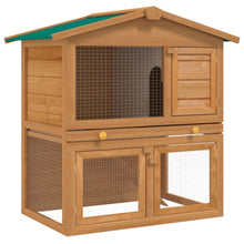 Rabbit Hutch Brown Solid Pine Wood Large