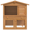 Rabbit Hutch Brown Solid Pine Wood Large