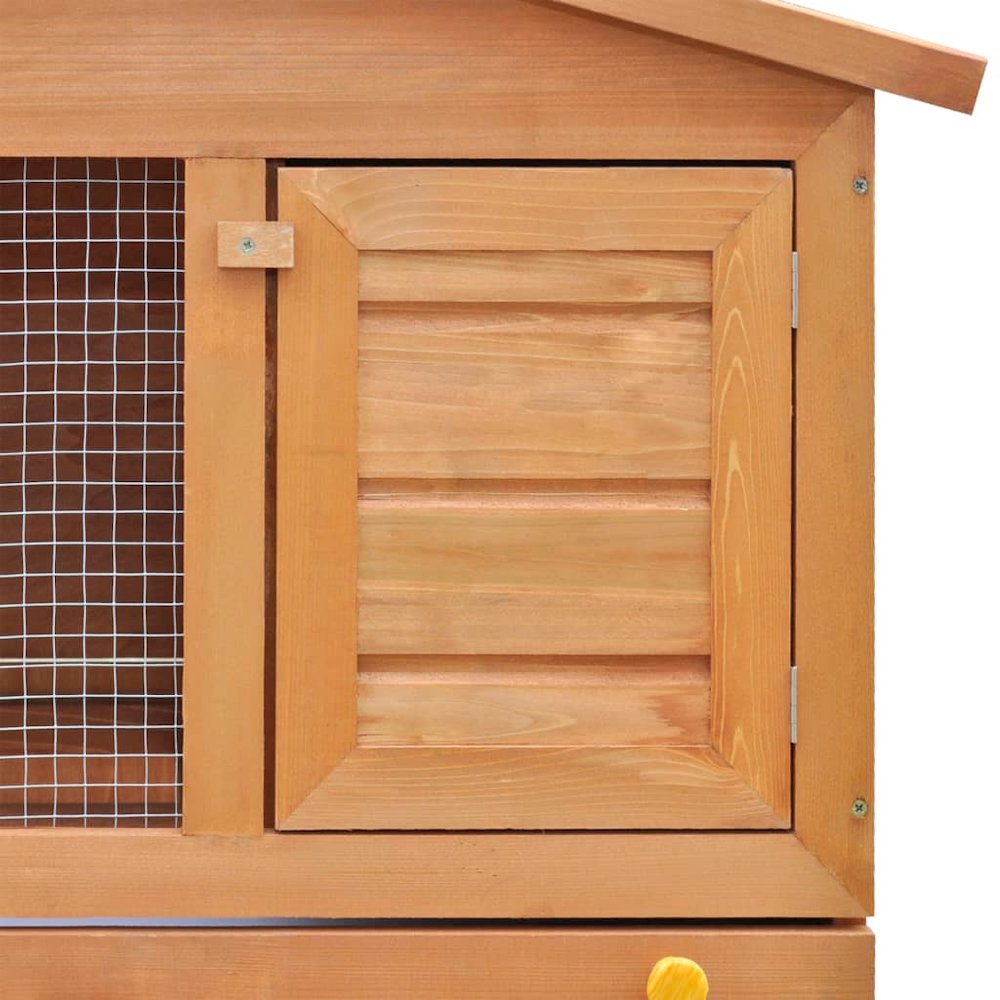 Rabbit Hutch Brown Solid Pine Wood Large