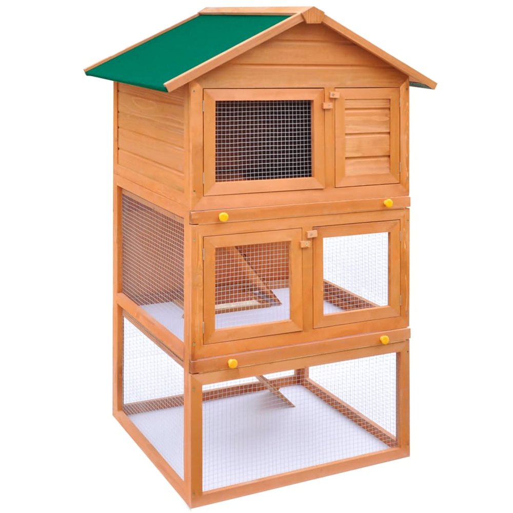 Rabbit Hutch Brown Pine Wood Large Durable Rabbit Hutch