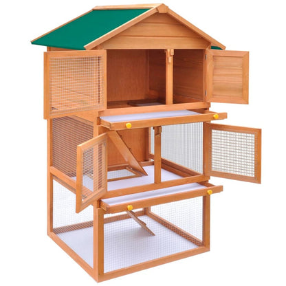 Rabbit Hutch Brown Pine Wood Large Durable Rabbit Hutch