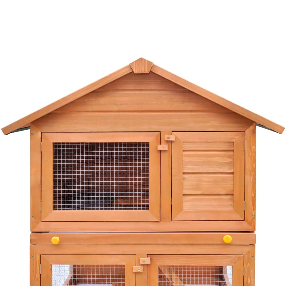 Rabbit Hutch Brown Pine Wood Large Durable Rabbit Hutch