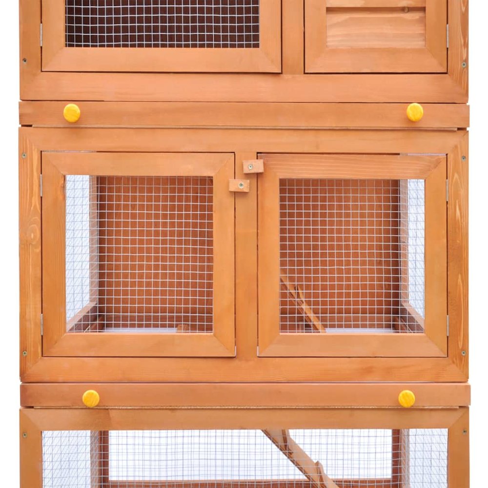 Rabbit Hutch Brown Pine Wood Large Durable Rabbit Hutch