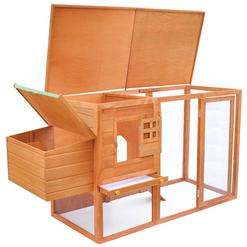 Chicken Coop Brown Solid Pine Wood With Painted Finish Medium