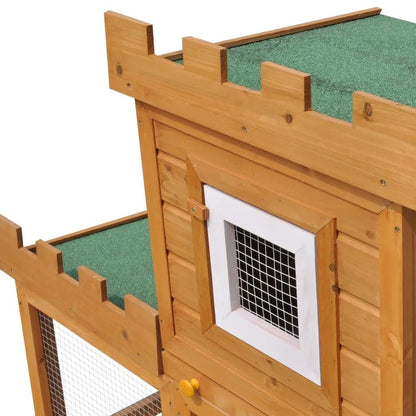 Rabbit Hutch Wooden Brown And Green Roof