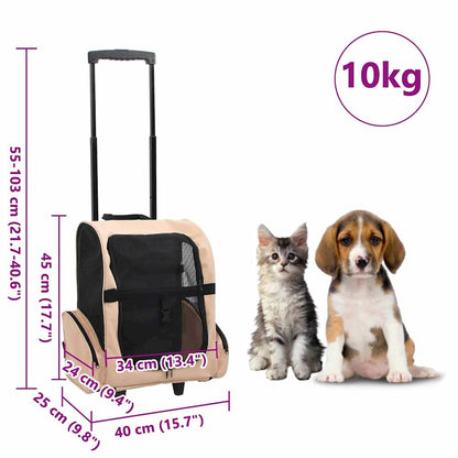 Pet Carrier Beige Polyester And Metal Suitable For Small Pets