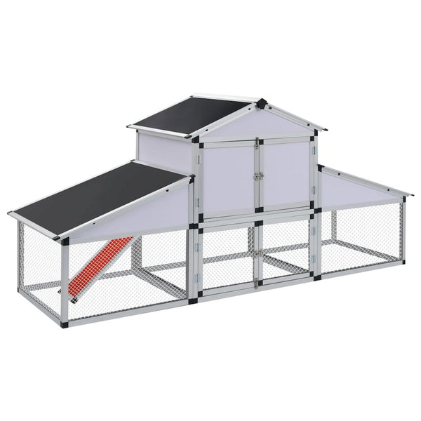 Chicken Coop Silver, Black Aluminum, Iron Wire Mesh, Mdf Large