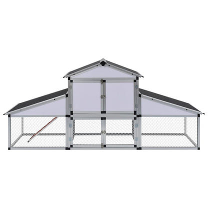 Chicken Coop Silver, Black Aluminum, Iron Wire Mesh, Mdf Large
