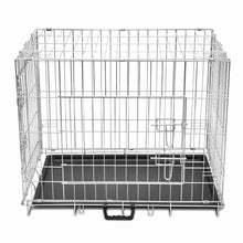 Dog Crate Silver, Black Galvanized Steel, Plastic Large Foldable