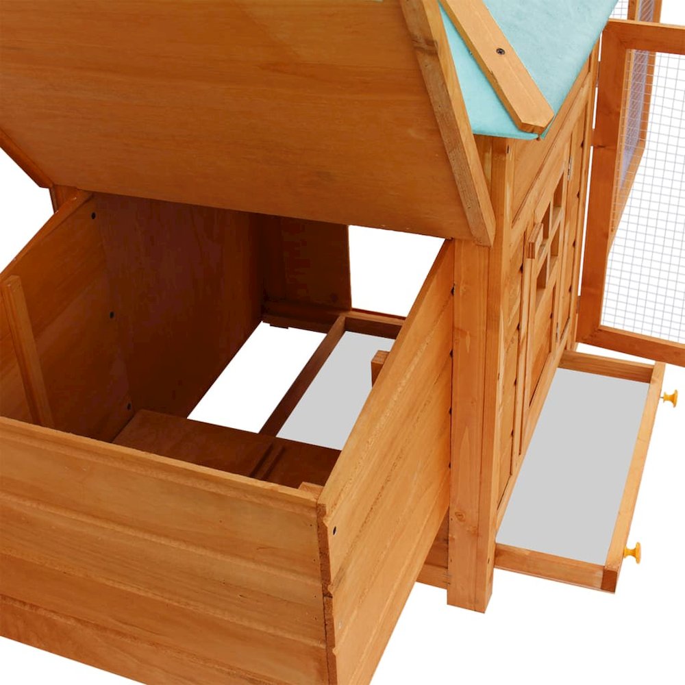 Chicken Coop Brown Solid Firwood, Plywood, Galvanized Steel Large