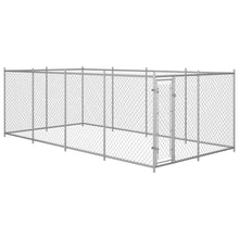 Dog Kennel Silver Galvanized Steel Large Rectangular 150W x 298.8D x 74.4H