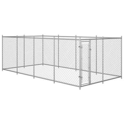 Dog Kennel Silver Galvanized Steel Large Rectangular 150W x 298.8D x 74.4H