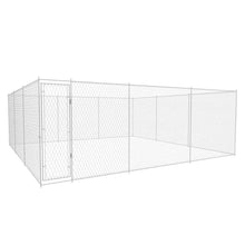 Dog Kennel Silver Galvanized Steel Large Square