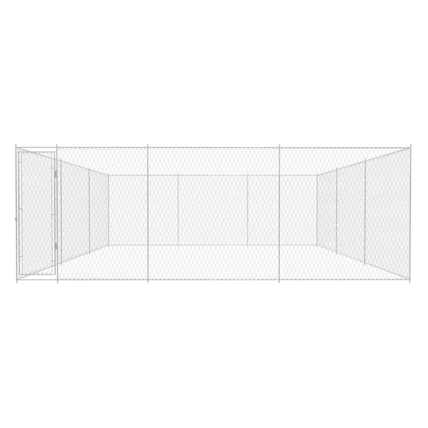 Dog Kennel Silver Galvanized Steel Large Square