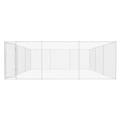 Dog Kennel Silver Galvanized Steel Large Square