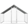 Chicken Cage Silver Frame + Gray Roof Galvanized Steel, Pe Roof