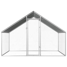 Chicken Cage Silver Frame + Gray Roof Galvanized Steel, Pe Roof