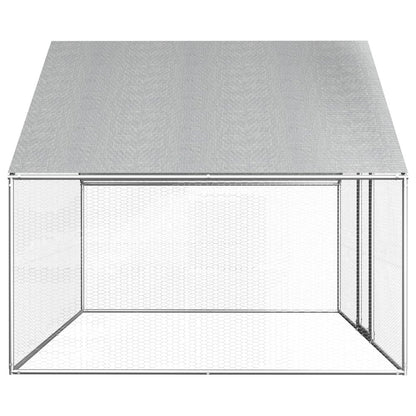 Chicken Cage Silver Frame + Gray Roof Galvanized Steel, Pe Roof