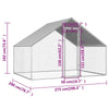 Chicken Cage Silver Frame + Gray Roof Galvanized Steel, Pe Roof