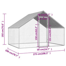 Chicken Cage Silver frame + gray roof Galvanized steel, PE roof