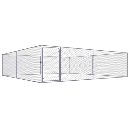 Dog Kennel Silver Galvanized Steel Large Rectangular 157.5W x 157.5D x 39.4H