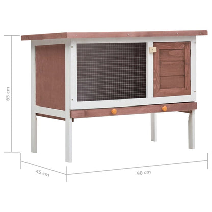 Rabbit Hutch Brown Solid Pine Wood One Size