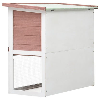 Rabbit Hutch Brown And White Solid Pine Wood, Plywood, Iron Wire Mesh