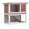 Rabbit Hutch Brown And White Solid Pine Wood, Plywood, Iron Wire Mesh