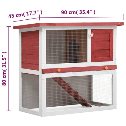 Rabbit Hutch Red Pine Wood Large Durable