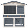Rabbit Hutch Grey and white Solid pine wood, powder-coated iron mesh
