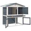 Rabbit Hutch Grey and white Solid pine wood, powder-coated iron mesh