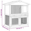 Rabbit Hutch Grey and white Solid pine wood, powder-coated iron mesh