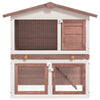 Rabbit Hutch Brown Solid Pine Wood, Powder-Coated Iron Wire, Plywood