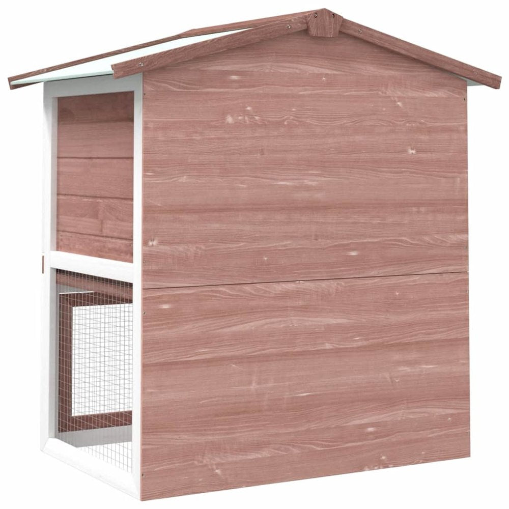 Rabbit Hutch Brown Solid Pine Wood, Powder-Coated Iron Wire, Plywood