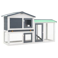 Rabbit Hutch White And Grey Solid Fir Wood Large