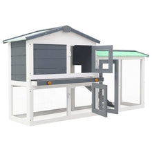Rabbit Hutch White And Grey Solid Fir Wood Large