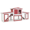 Rabbit Hutch Red Solid Fir Wood Large Rectangular