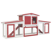 Rabbit Hutch Red Solid Fir Wood Large Rectangular