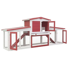 Rabbit Hutch Red Solid Fir Wood Large Rectangular