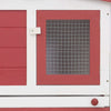 Rabbit Hutch Red Solid Fir Wood Large Rectangular