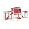 Rabbit Hutch Red Solid Fir Wood Large Rectangular