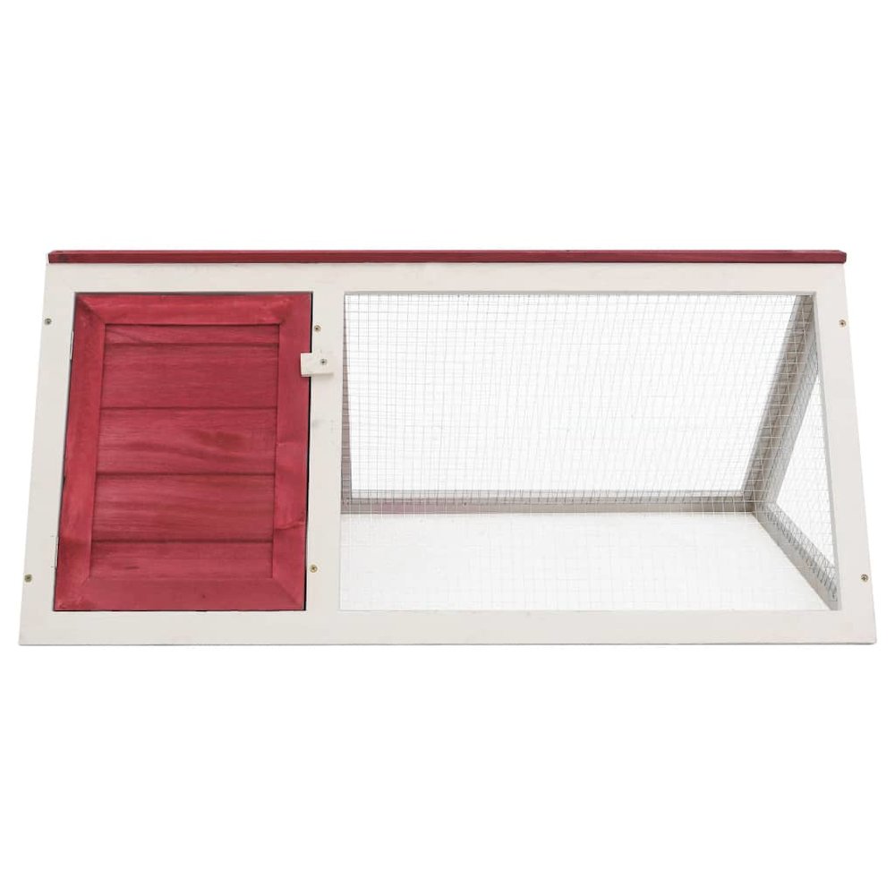 Animal Cage Red And White Fir Wood, Plywood, Iron