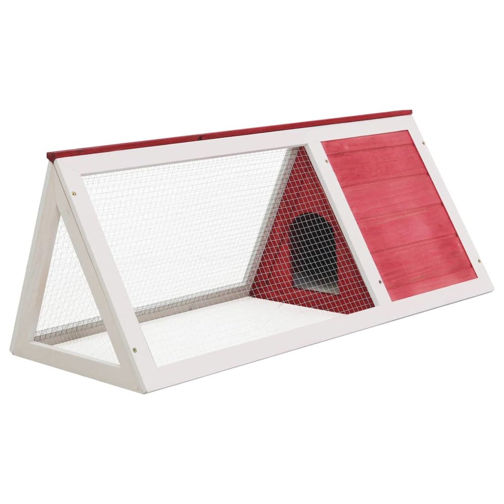 Animal Cage Red And White Fir Wood, Plywood, Iron